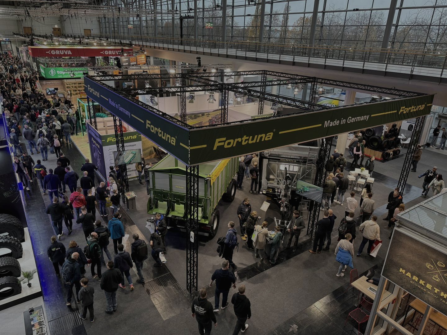 Overhead view of the FORTUNA trade show stand